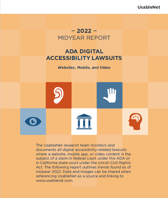 Cover of the 2022 Mid-Year Digital Accessibility Lawsuit Report.