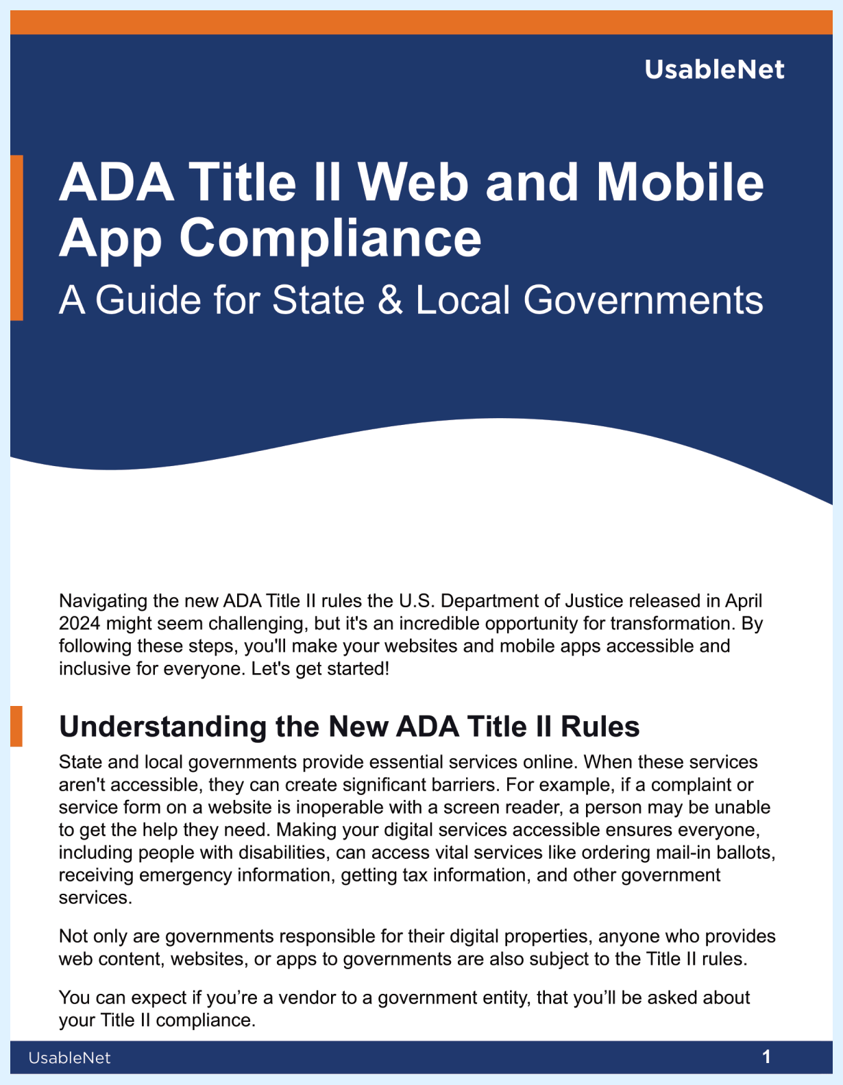 Cover for whitepaper 'ADA Title II Web and Mobile App Compliance: A Guide for State & Local Governments