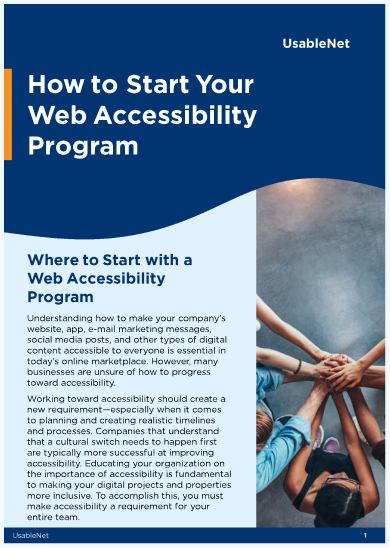 Cover of the ebook: How to Start Your Web Accessibility Program 